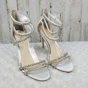 Jessica Simpson Jamalee Embellished Strappy Heel Sandals White Size 9.5